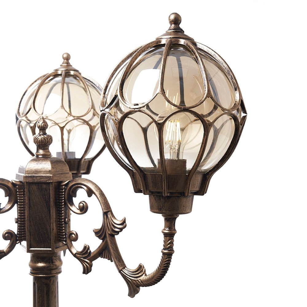 Уличные светильники столб Светильник садово-парковый Feron PL3809 круглый столб 3*60W 230V E27 черное золото 11390 