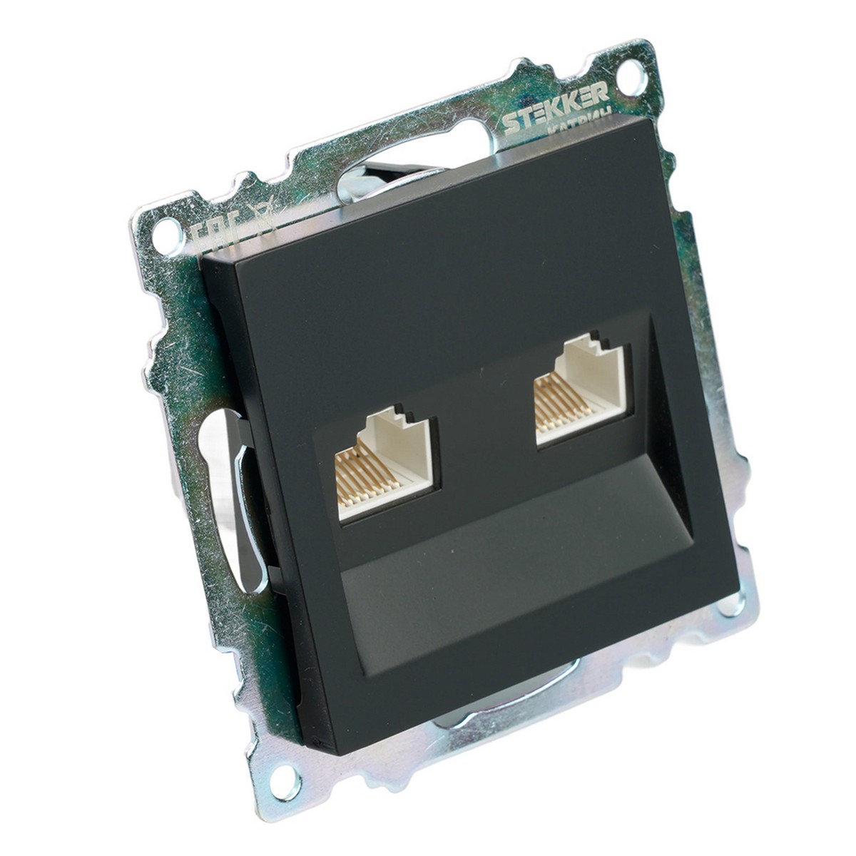 Катрин - Розетки и выключатели Stekker Розетка компьютерная 2-местная RJ-45 STEKKER GLS00-7109-05 Катрин черный 50007