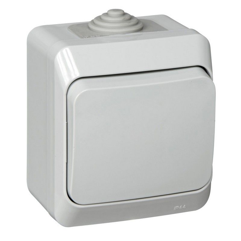 Этюд Серый Выключатель 1-клавишный Systeme Electric Этюд наружный Серый IP44 BA10-041C