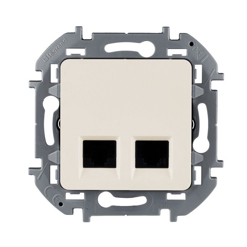 Legrand Inspiria Слоновая кость Двойная розетка Legrand INSPIRIA Слоновая кость RJ 45 5e 673836