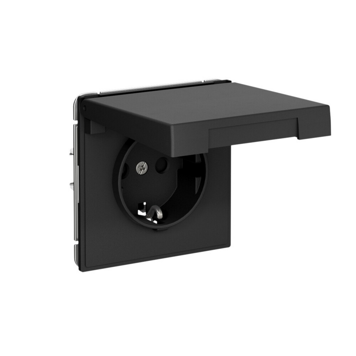 ArtGallery Карбон Розетка SE ArtGallery Карбон с заз.со шт.с крышк, 16А, IP44 быстрозажим. клем. GAL441046S