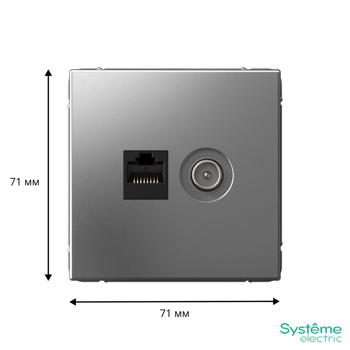 ArtGallery Сталь Розетка Systeme Electric ArtGallery Сталь двойная ТВ + компьютерная RJ45 кат. 5Е GAL000989