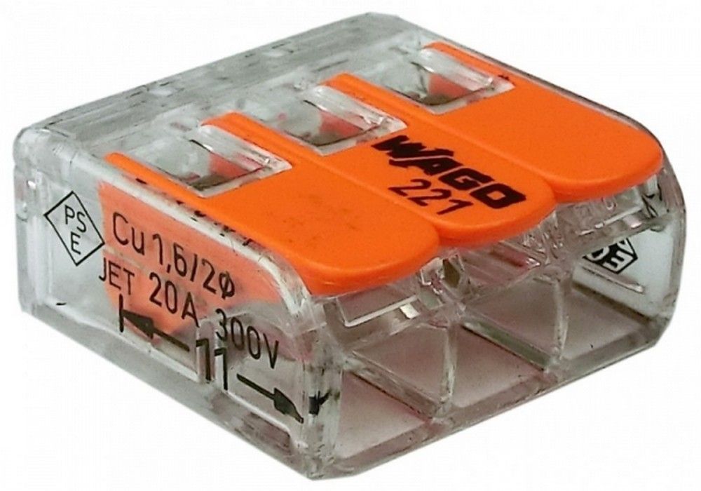 WAGO Клемма с рычагами компактная для 3-х медных проводов до 4 мм