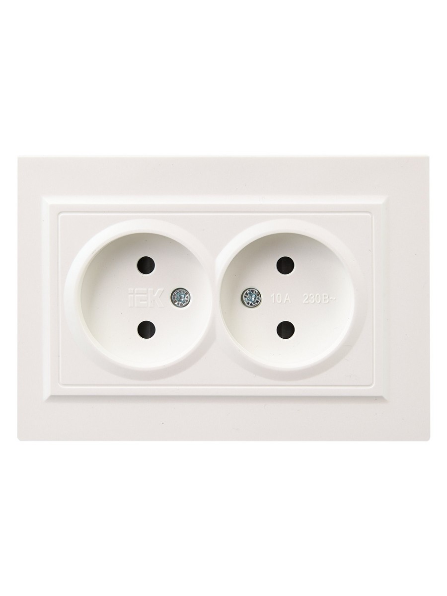 IEK Brite Жемчуг Розетка IEK BRITE Жемчуг 2-я без з/к с з/ш 10А в сборе РСш12-2-БрЖ BR-R23-10-K36-F