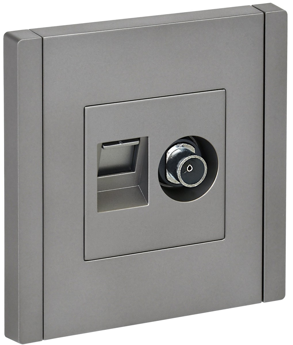 IEK FORTE&PIANO Сталь Розетка IEK FORTE&PIANO Сталь двойная TV+RJ45 кат.5E FP536