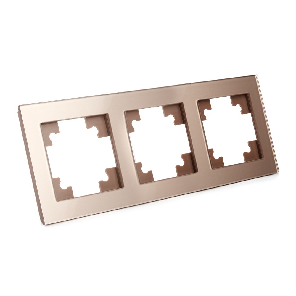 Катрин - Розетки и выключатели Stekker Рамка 3-местная стекло STEKKER GFR00-7003-02 серия Катрин шампань 39529