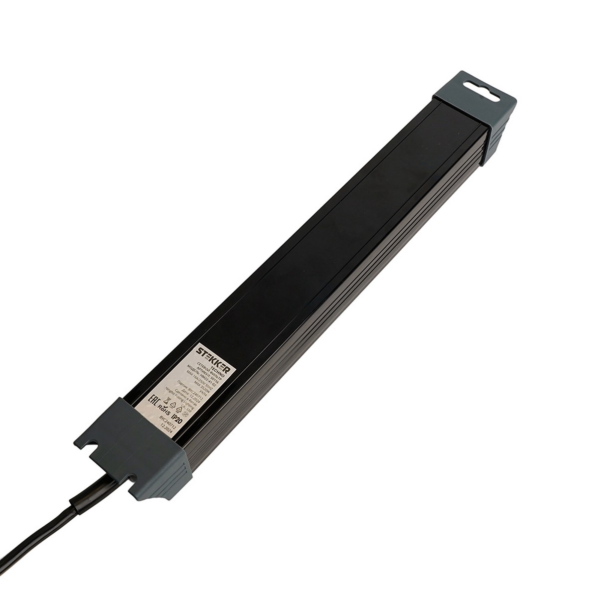 Колодки и удлинители, тройники Сетевой фильтр 4-местный с/з STEKKER HM22-41-05 5 м Techno черный 50158 