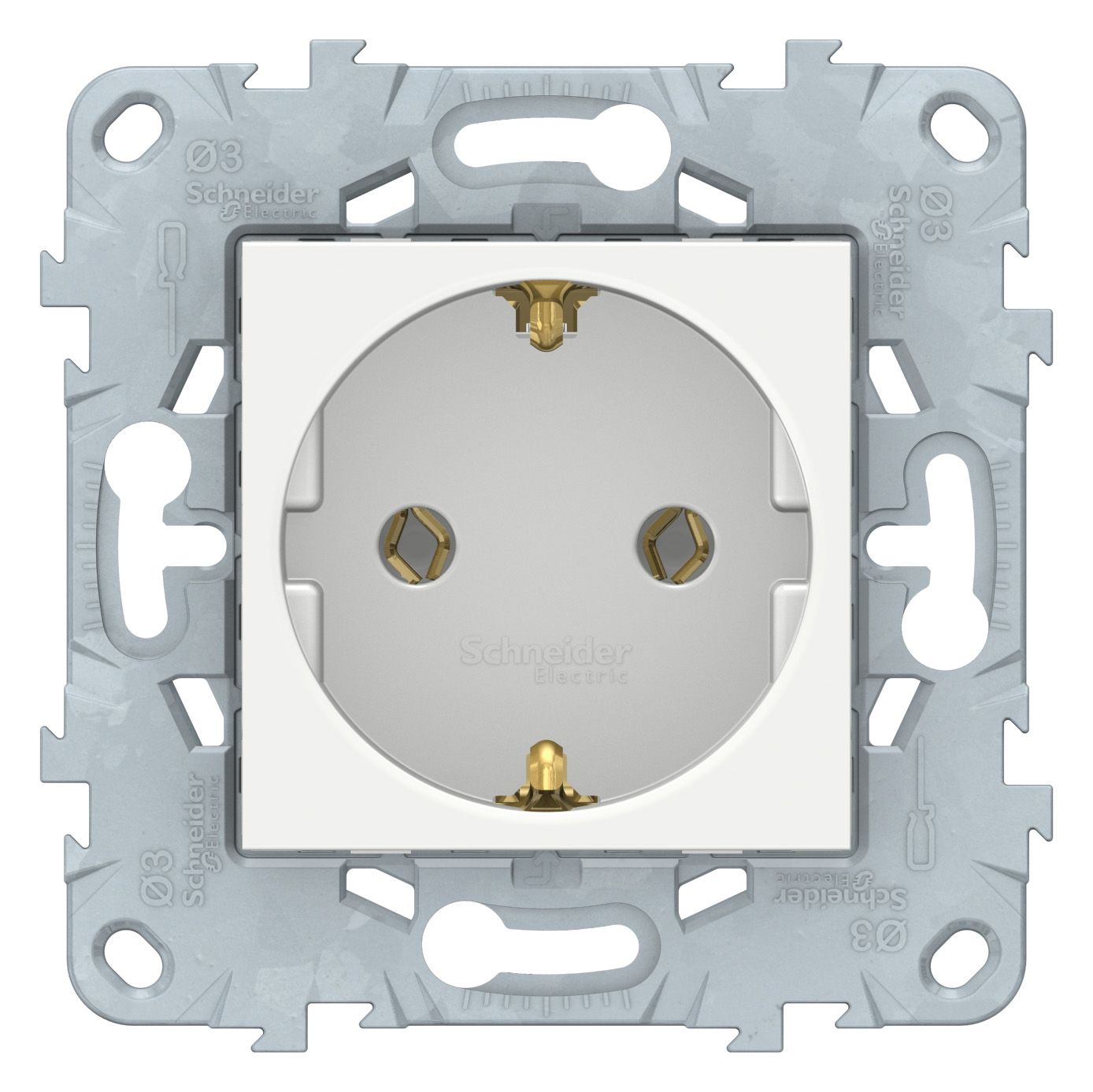 Розетки и выключатели Unica NEW белый Розетка Unica New Белый с/з без шторок с быстрозажимными клеммами 16А 250В NU505618