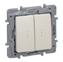 Legrand Etika Слоновая кость Переключатель Legrand Etika слоновая кость 2-клавишный с подсветкой, 10А, авт. клем 672316