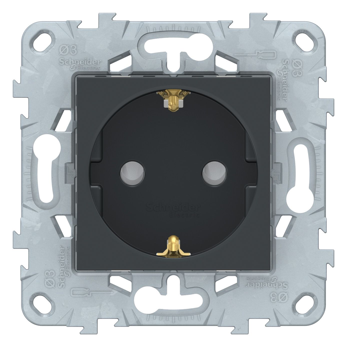 Розетки и выключатели Unica NEW антрацит Розетка Unica New Антрацит с/з со шторками винт. зажим 16А 250В NU503754