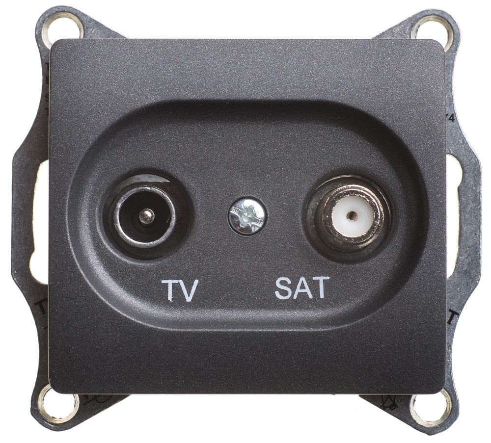 Glossa Антрацит Розетка TV-SAT Systeme Electric Glossa Антрацит оконечная 4DB механизм GSL000798