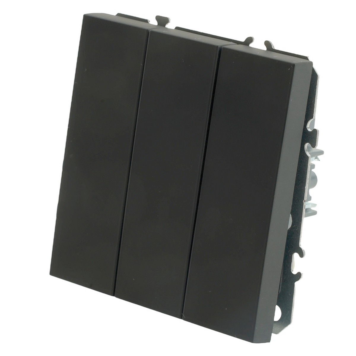 Эмили - Розетки и выключатели Stekker Выключатель 3-клавишный STEKKER Эмили RSW10-5108-05 черный уголь soft touch 49844