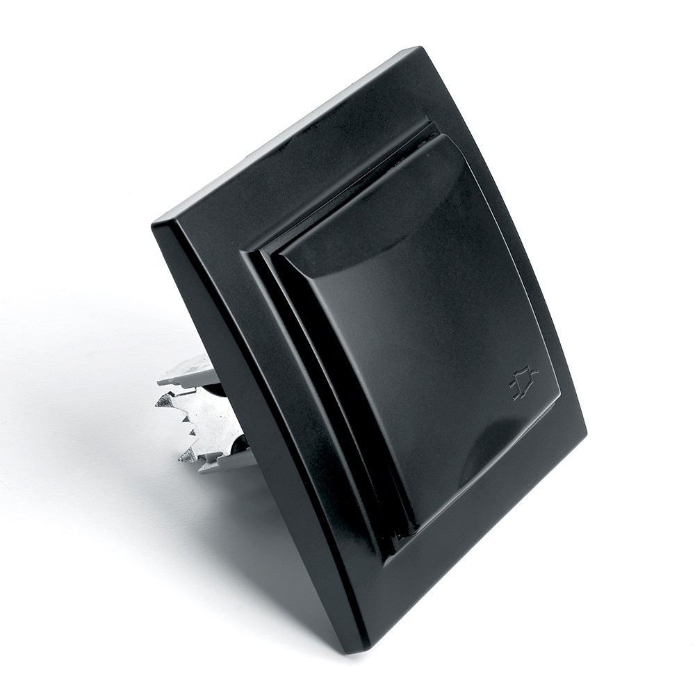 Эрна - Розетки и выключатели Stekker Розетка 1-местная c/з с крышкой STEKKER PST16-9012-03 16А с защ. шторкой Эрна черный с рамкой 39481