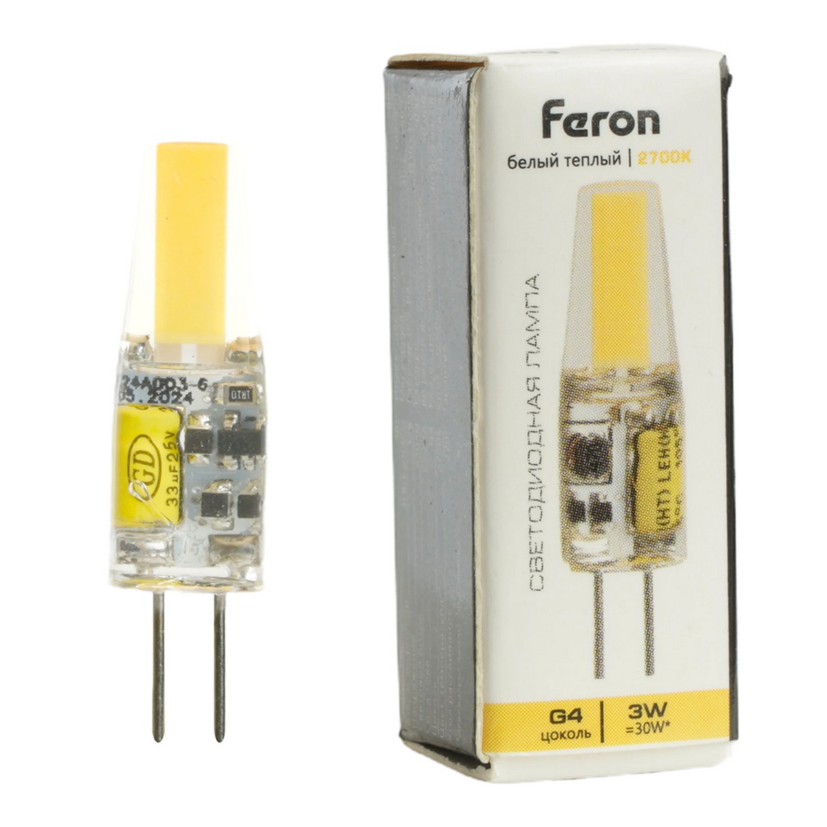 G4 Лампа светодиодная Feron LB-424 G4 3W 12V 2700K 51170 