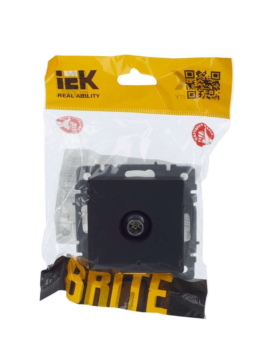IEK Brite Графит Розетка IEK BRITE TV оконечная РТВ11-0-БрГ графит BR-A10-O-K53