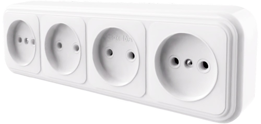 Накладные розетки и выключатели Stekker Розетка 4-местная б/з STEKKER PST16-60-20 16А IP20 белый Брест 39701