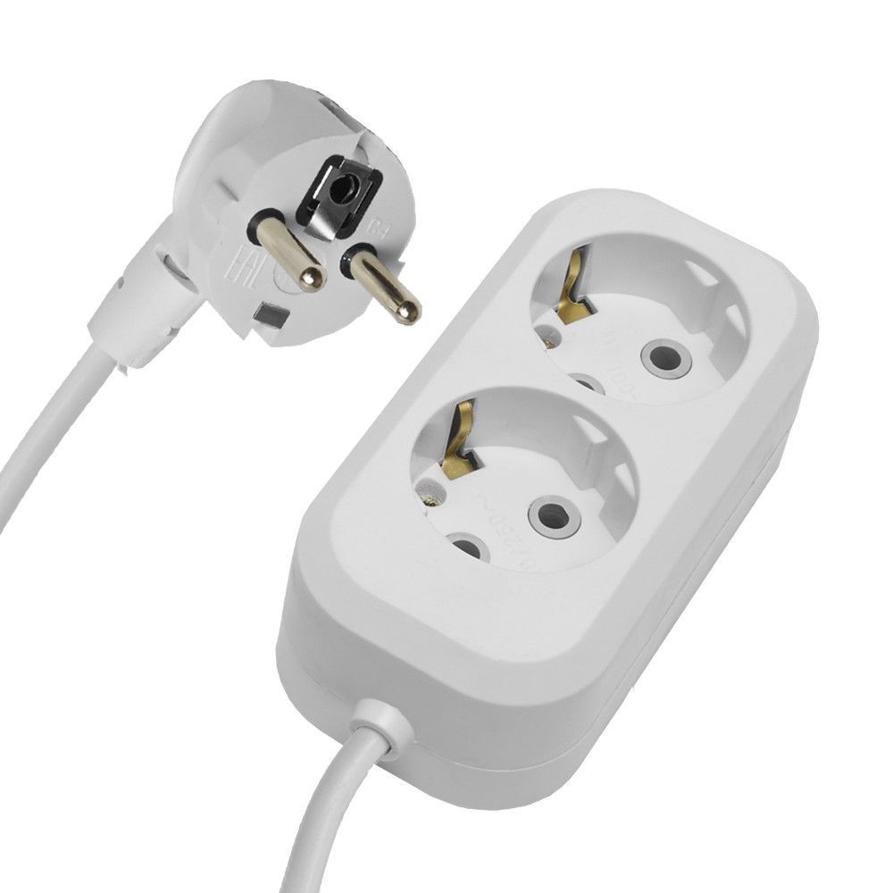 Колодки и удлинители, тройники Удлинитель 2-местный с/з Stekker HM01-21-05 5м Home (У10-001) белый 39207 