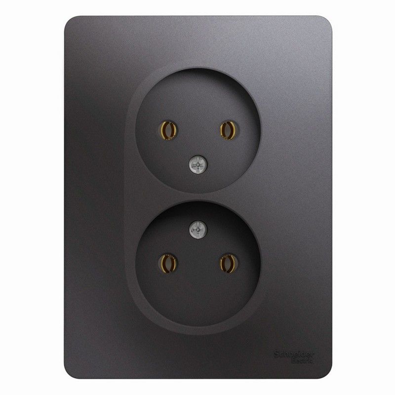 Glossa Графит Розетка Systeme Electric Glossa Графит 2-ая б-з (в сборе) GSL001320