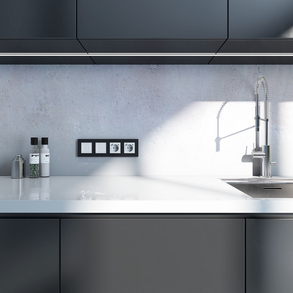 Рамки Werkel Slab Рамка Werkel на 4 поста Slab (черный матовый) W00429080