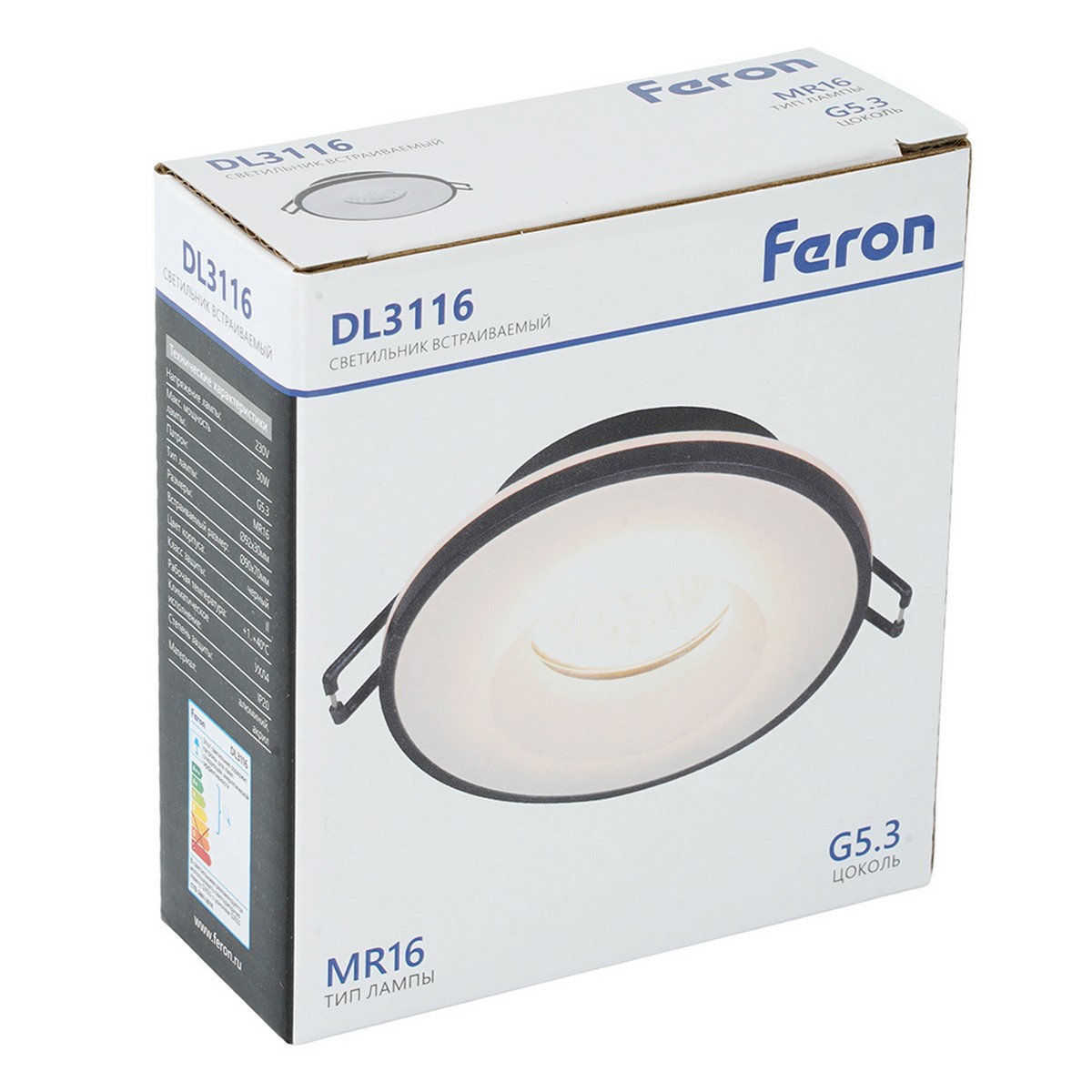Встраиваемые светодиодные светильники Светильник Feron встраиваемый DL3116 потолочный G5.3 черный 51939 