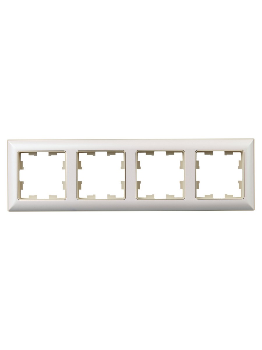 IEK Brite Рамки Рамка IEK BRITE DECOR Жемчуг/беж 3D-форма 4-мест. РУ-4-Бр