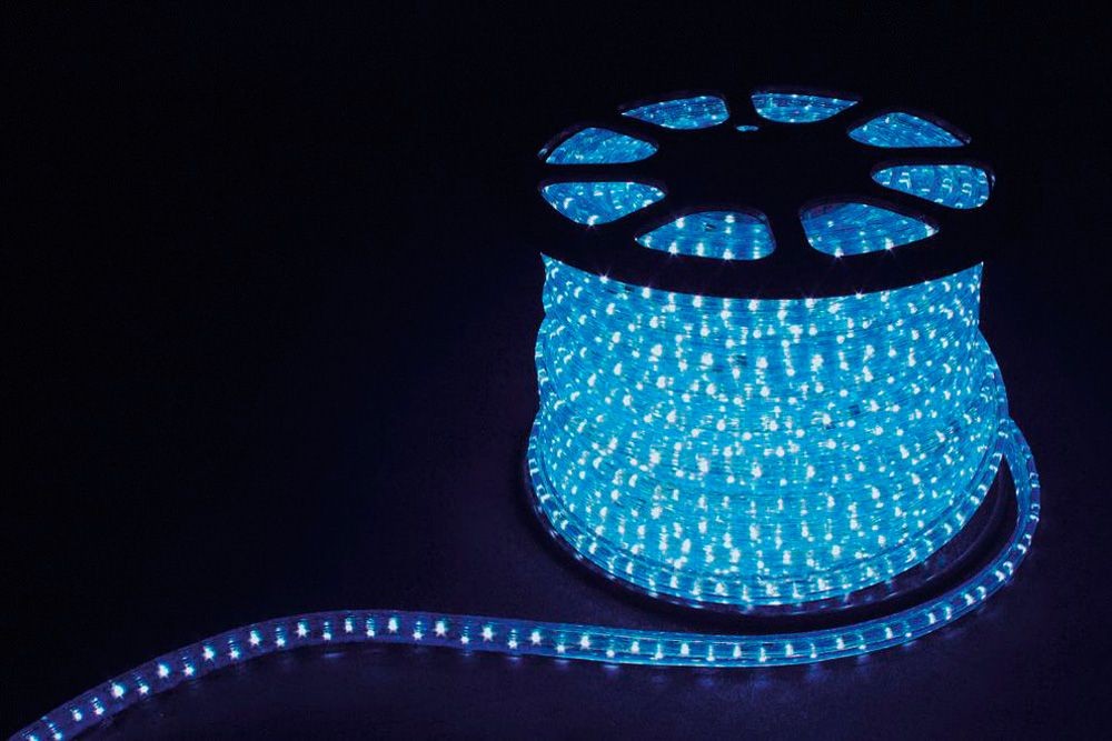 Светодиодная лента синяя Дюралайт светодиодный Feron LED-R2W 2-х жильный синий 144Вт/м 36LED/м 100м 220V 26065 (цена за метр) 