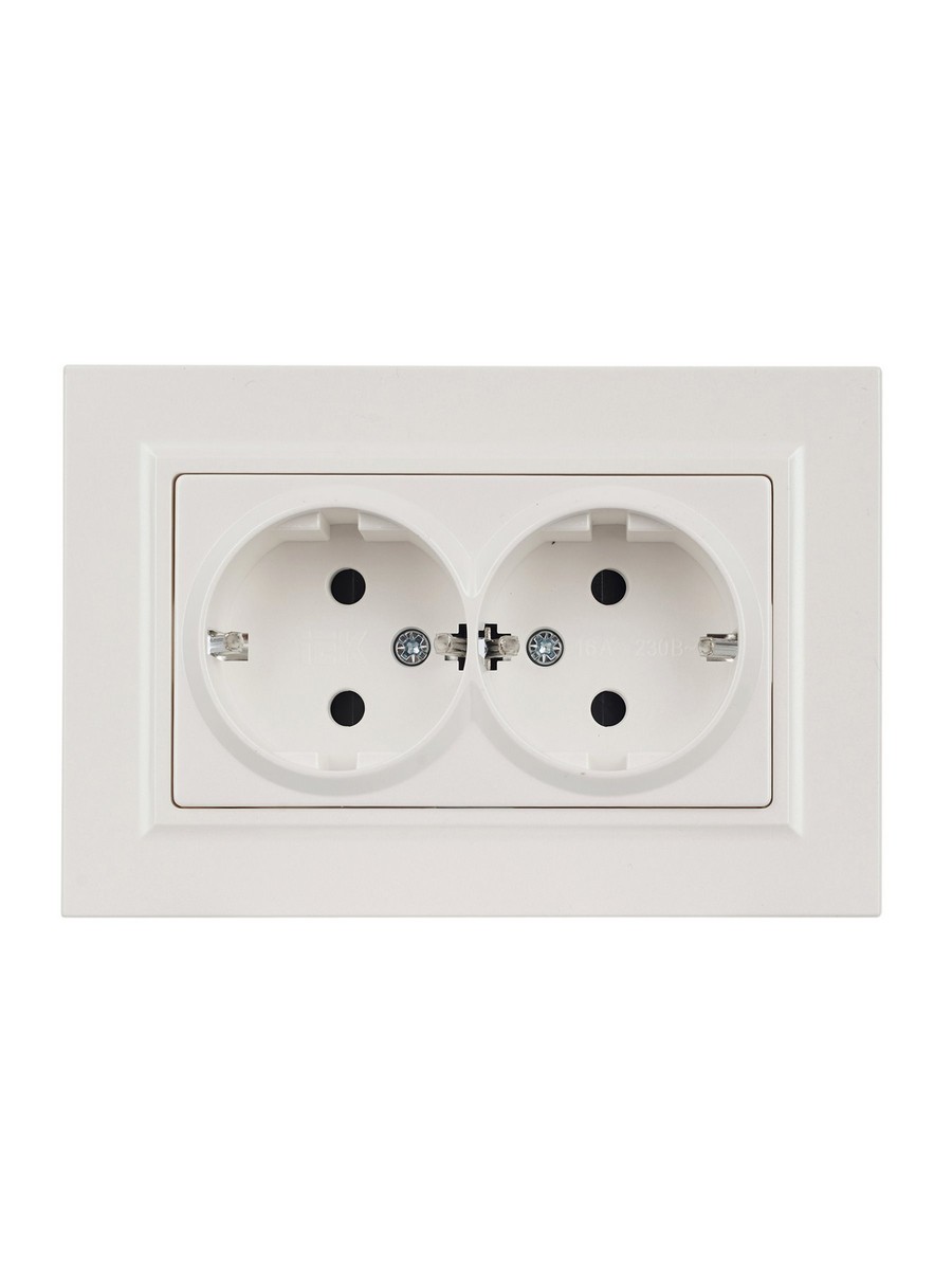 IEK Brite Жемчуг Розетка IEK BRITE 2-ая с/з с шторками 16А в сборе РСш12-3-БрЖ жемчуг BR-R24-16-K36-F
