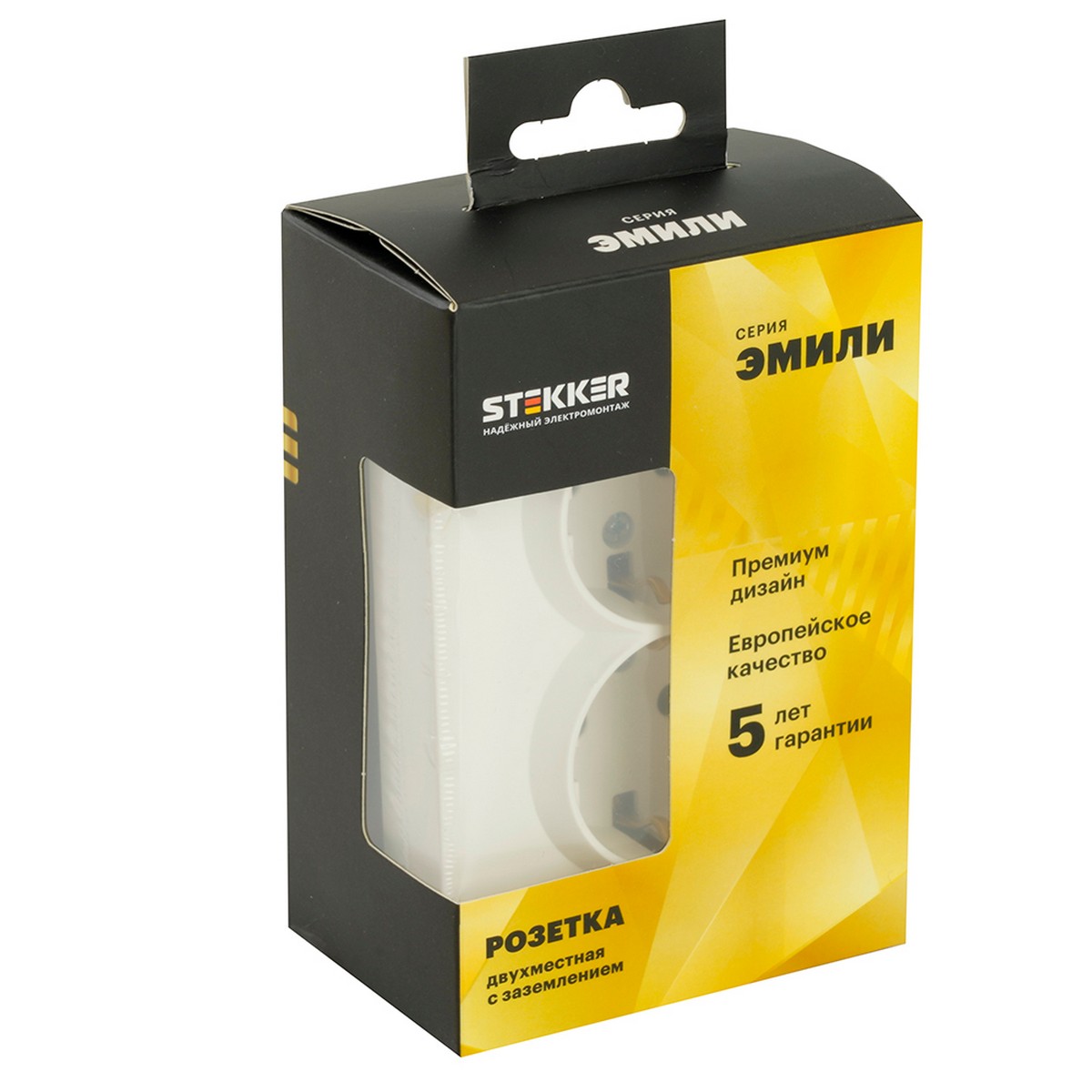 Эмили - Розетки и выключатели Stekker Розетка 2-ая с защитной шторкой с/з 16А STEKKER Эмили RST16-5114-01 белый фарфор soft touch 49882