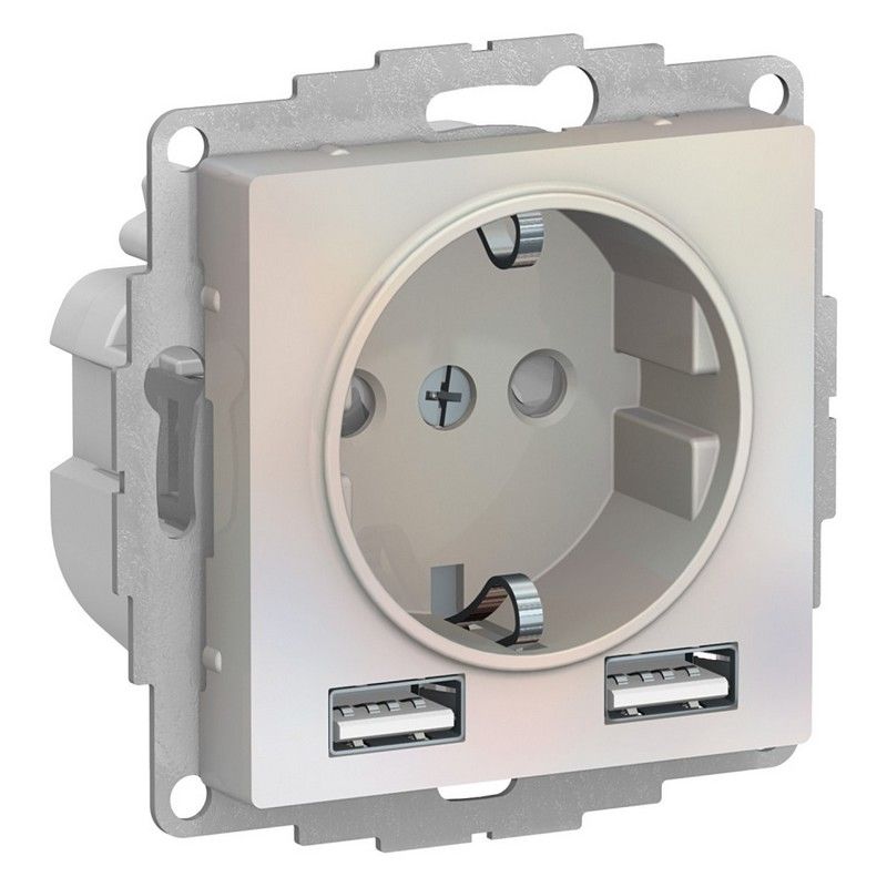 AtlasDesign Жемчуг Розетка USB Systeme Electric AtlasDesign Жемчуг SO + A+A 5В/24А 2х5В/12А механизм ATN000430