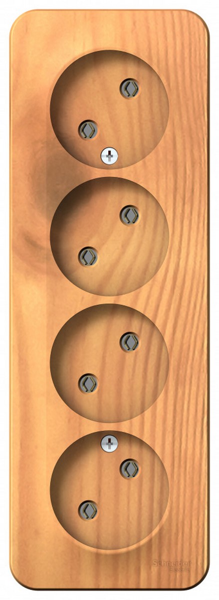 Blanca ясень розетки и выключатели Розетка SE Blanca 4-ая Ясень наружный б/з без шторок изолир. пластина BLNRA000415