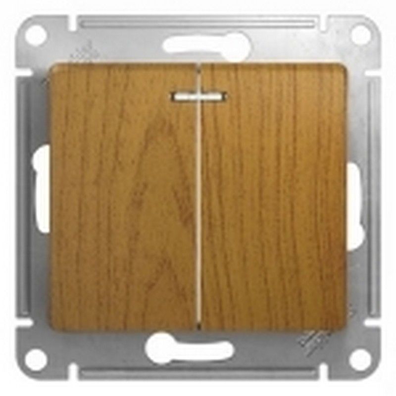 Glossa Дуб Выключатель Systeme Electric Glossa Дерево Дуб 2-клавишный с подсветкой, сх.5а GSL000553