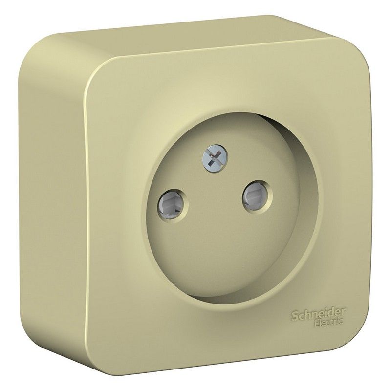 Blanca бежевые розетки и выключатели Розетка SE Blanca б/з Бежевый наружный со шторками изолир. пластина BLNRA001117