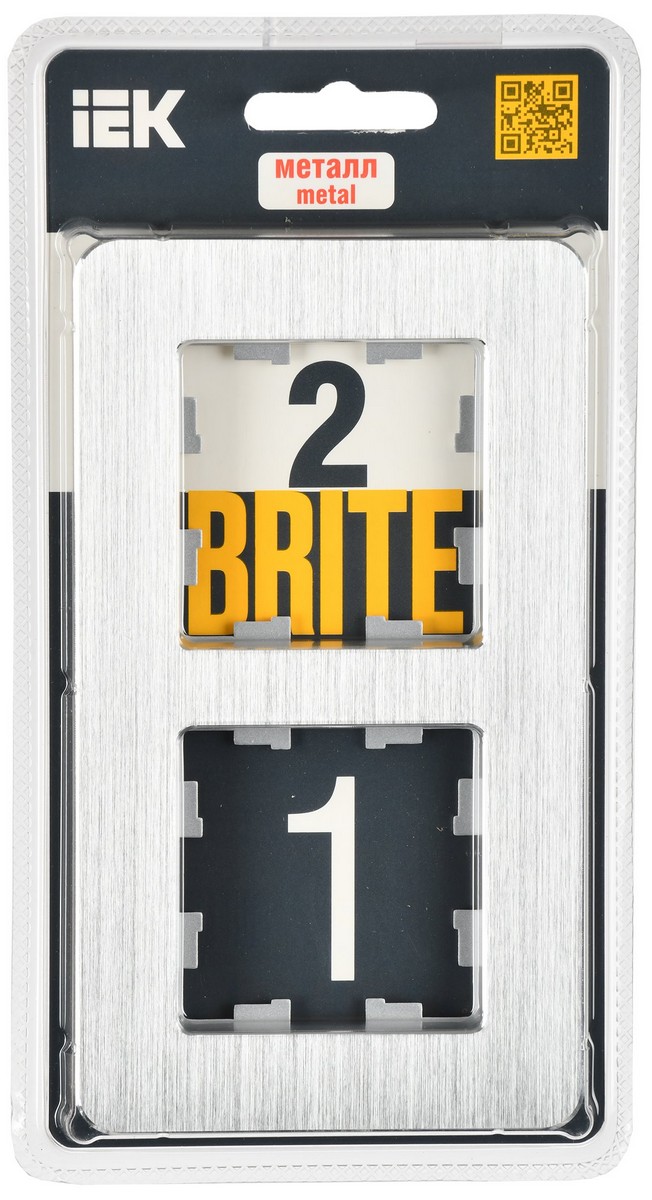 IEK Brite Рамки Рамка IEK BRITE DECOR Алюминий/алюм метал. скругл.угол 2-м РУ-2-1-Бр RE AL BR-M22-M-21-K47