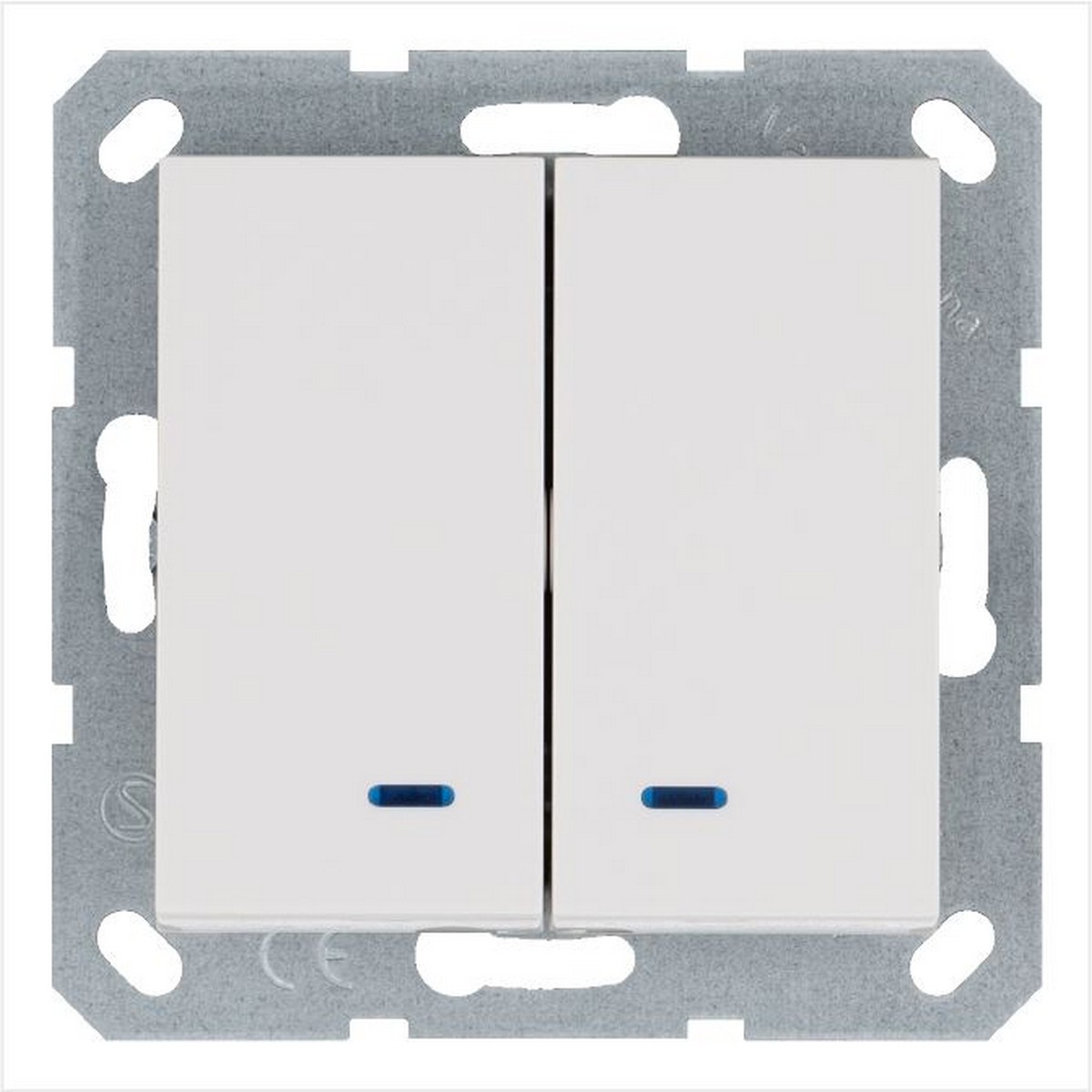 JASMART G - розетки и выключатели Выключатель JASMART двухклавишный со светодиодами Белый глянцевый G3023NW