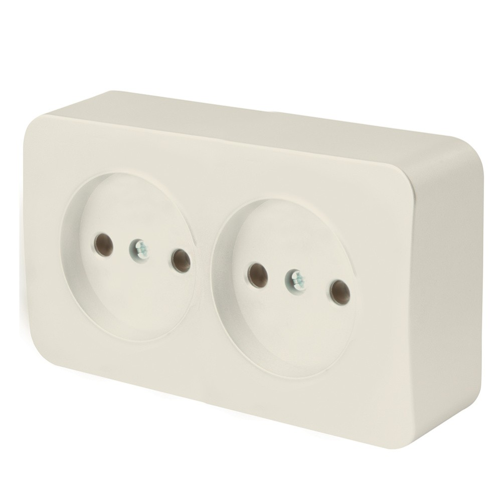 Накладные розетки и выключатели Stekker Розетка 2-местная STEKKER MST10-12-04 б/з открытой установки София слоновая кость 49495