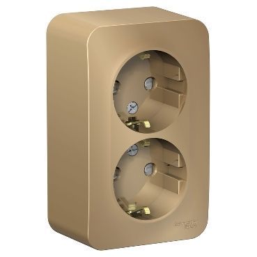 Blanca титан розетки и выключатели Розетка SE Blanca 2-ая Титан наружный с/з со шторками изолир. пластина BLNRA011214