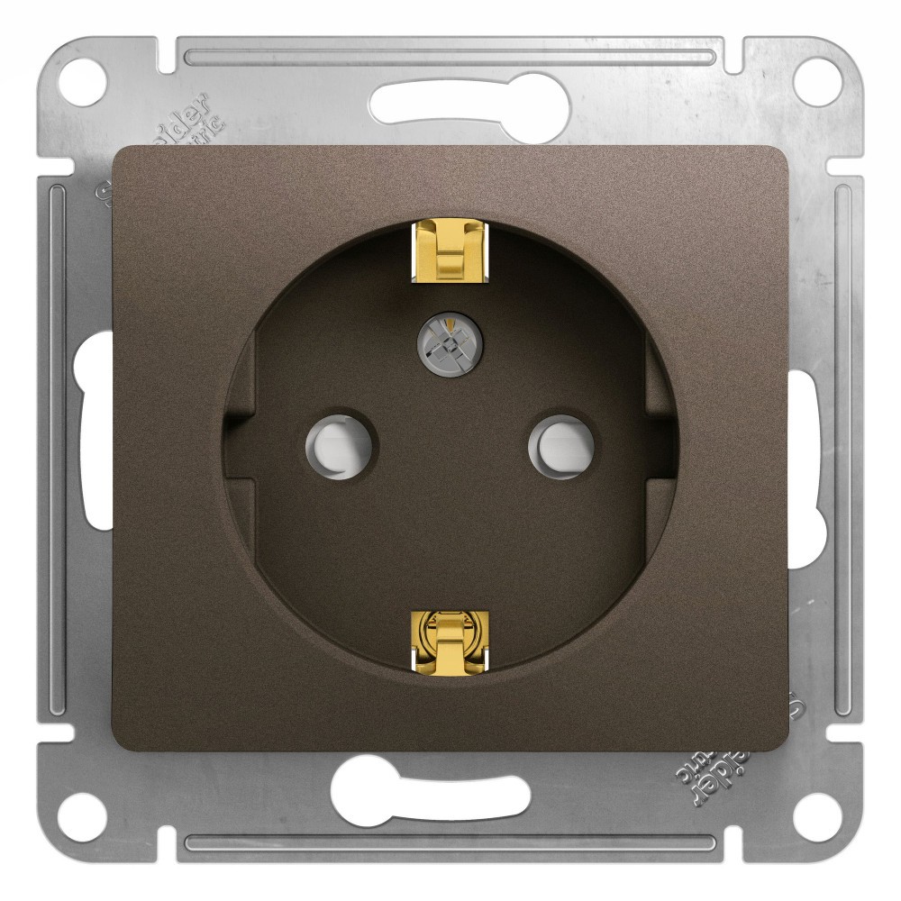 Glossa Шоколад Розетка Systeme Electric Glossa Шоколад с заземлением со шторками, 16А механизм GSL000845