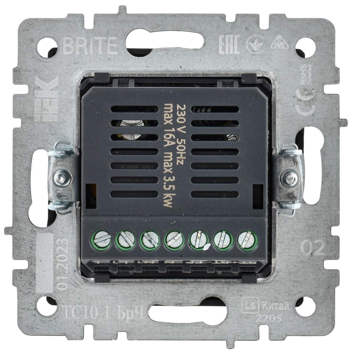 IEK Brite Черный Термостат IEK BRITE BASE Черный электронный с инд. ТС10-1-БрЧ (терморегулятор) BR-RT11-K02