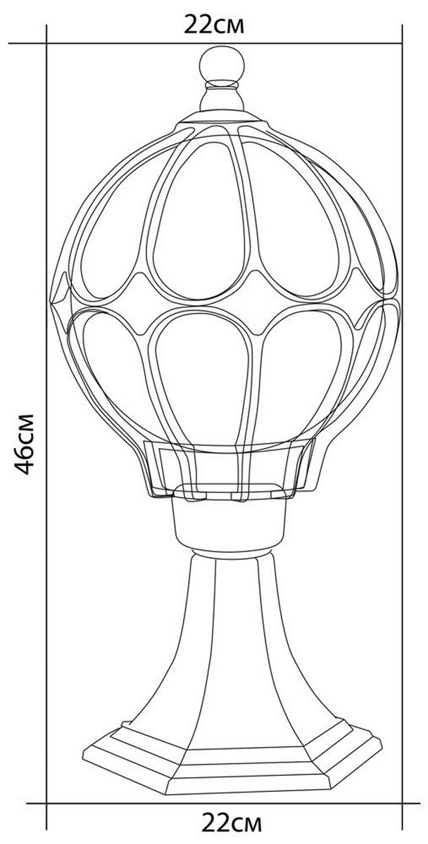 Светильник садово-парковый Feron PL3804 круглый на постамент 60W 230V E27 черное золото 11365