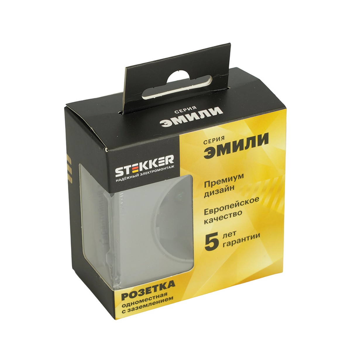 Эмили - Розетки и выключатели Stekker Розетка 1-ая с защитной шторкой с/з STEKKER Эмили RST16-5110-10 платиново-серый soft touch 49958