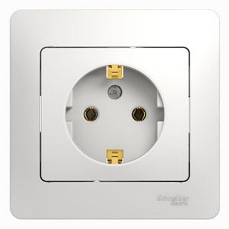 Glossa Белый Розетка Systeme Electric Glossa Белый с заземлением (в сборе с рамкой) GSL000142