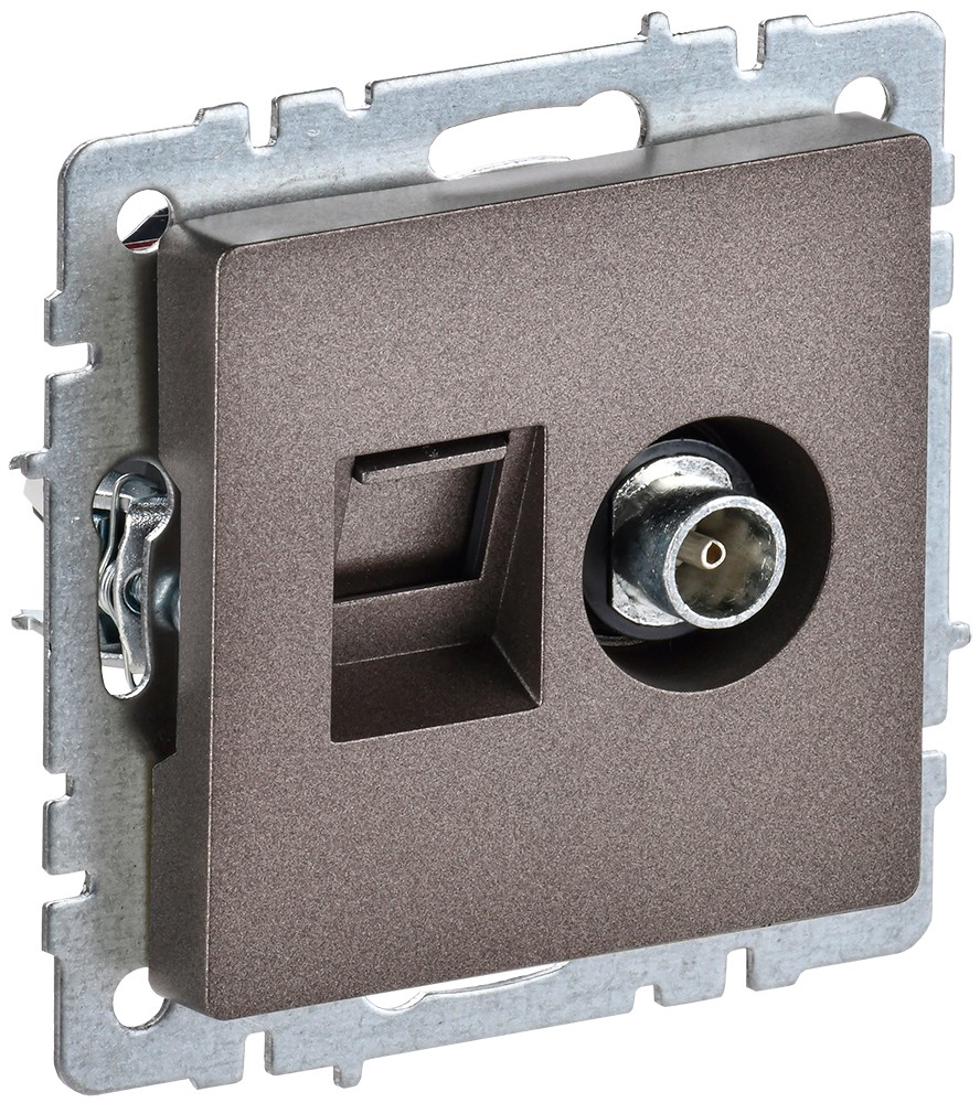 IEK Brite Бронза Розетка IEK BRITE двойная TV+RJ45 кат.5E РТВ/РК12-БрТБ темная бронза BR-AK20-1-K45