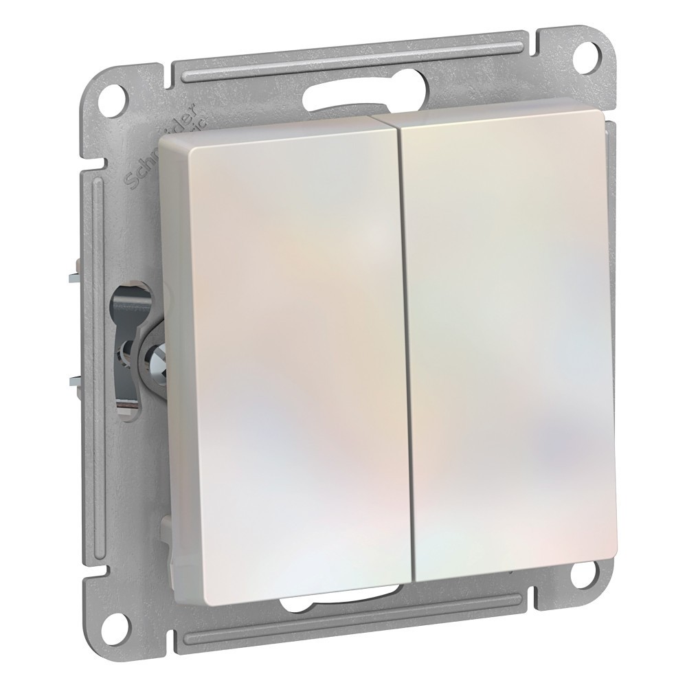 AtlasDesign Жемчуг Выключатель Systeme Electric AtlasDesign Жемчуг 2-клавишный с самовозвратом, сх.2, 10А, механизм ATN000417