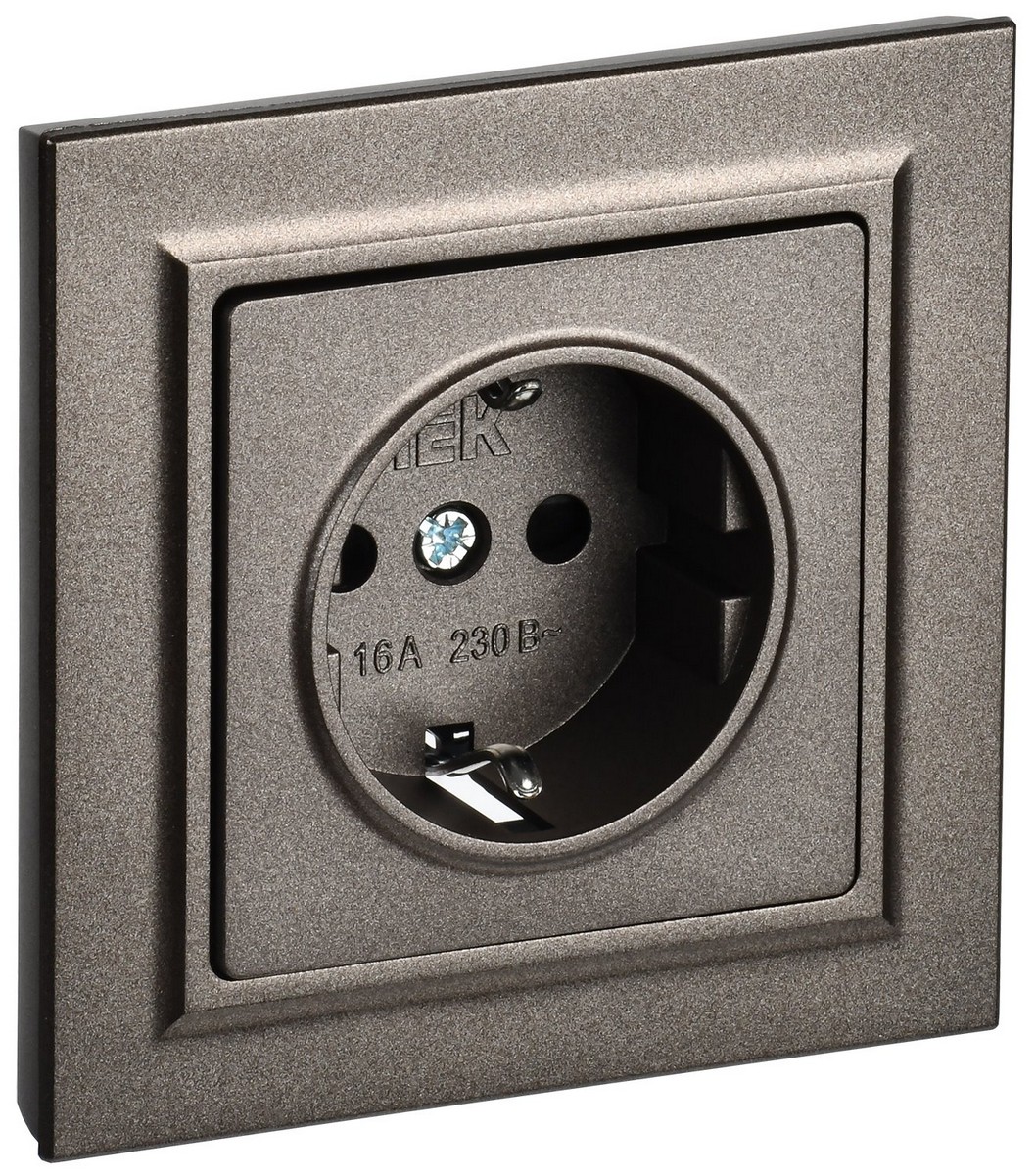 IEK Brite Бронза Розетка IEK BRITE Темн.бронза с з/к/ш 16А в сборе. РСР14-1-0-БрТБ BR-R14-16-K45-F