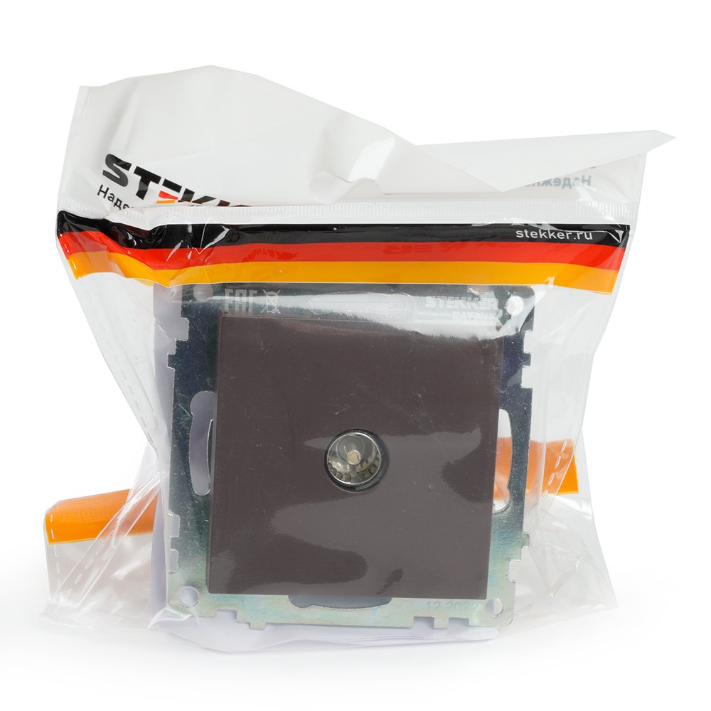 Катрин - Розетки и выключатели Stekker Розетка телевизионная 1-местная STEKKER GLS00-7108-04 75 Ом 5-862МГц Катрин шоколад 49024