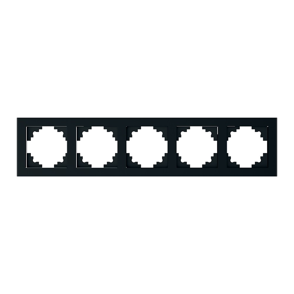 Катрин - Розетки и выключатели Stekker Рамка 5-местная стекло STEKKER GFR00-7005-05серия Катрин черный 39641