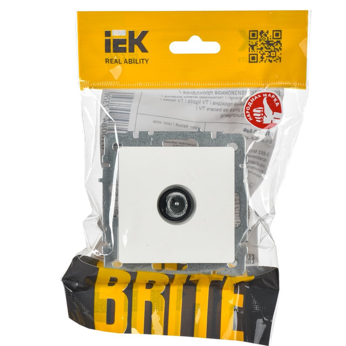 IEK Brite Белый Розетка IEK BRITE TV проходная РТВ10-0-БрБ белый BR-A10-P-K01