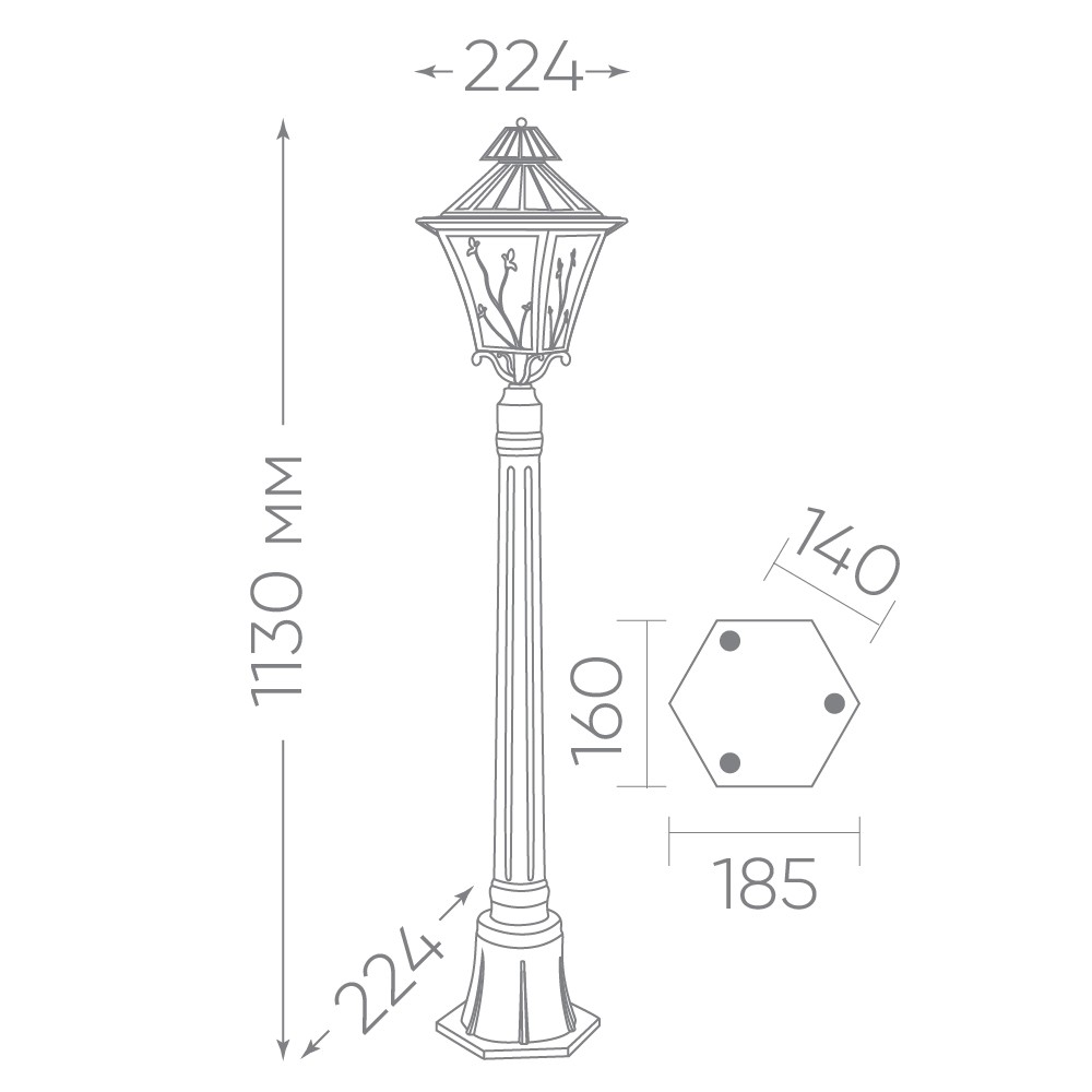 Уличные светильники столб Светильник садово-парковый Feron PL636 столб 60W 230V E27 черное золото 11645 
