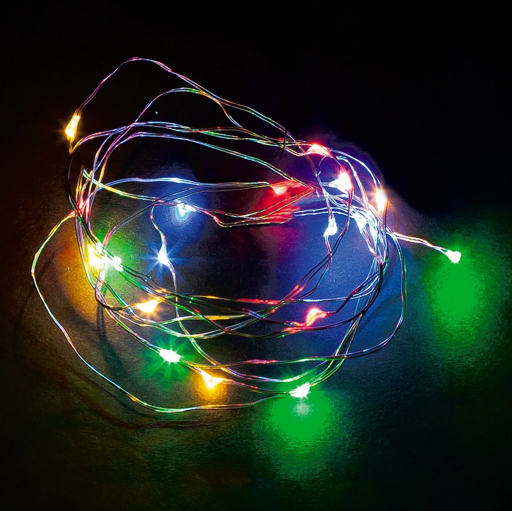 Светодиодная гирлянда Feron CL570 линейная Роса мультиколор 2м + 0.5м с питанием от батареек 32363