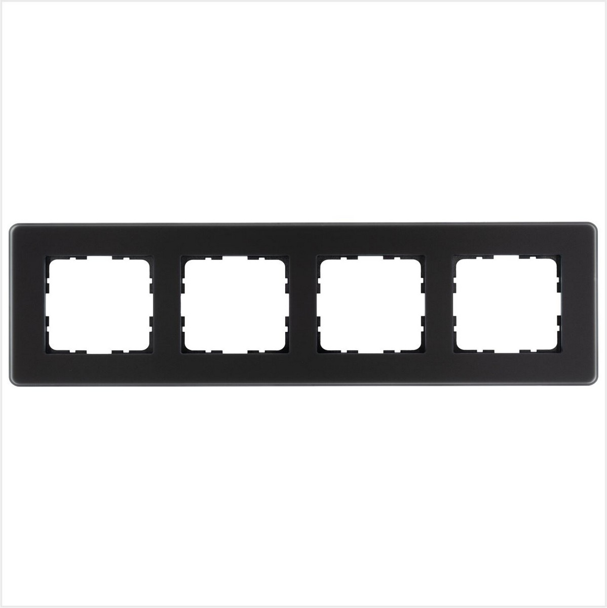 JASMART G - розетки и выключатели Рамка JASMART 4-постовая стекло матовое Black Glass G1004GB-RM